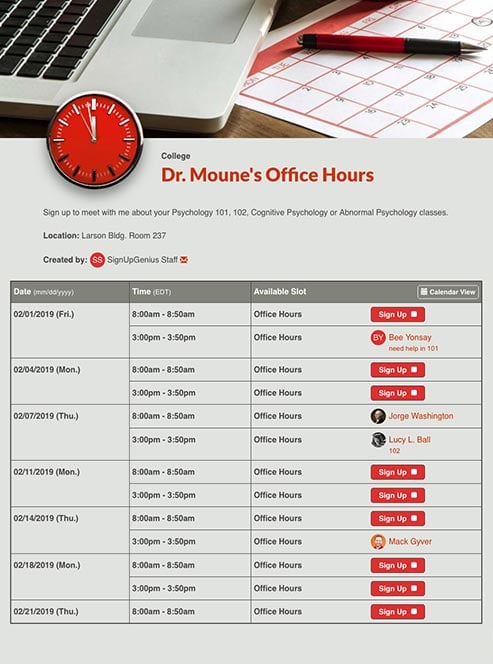 Schedule Office Hours