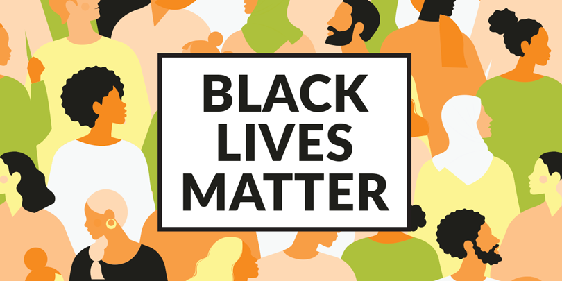 black lives matter graphic with collection of diverse people