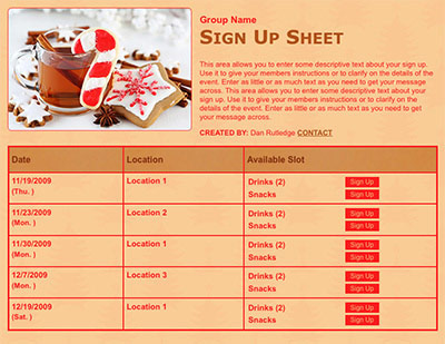 Holiday Christmas cookie exchange party sign up form