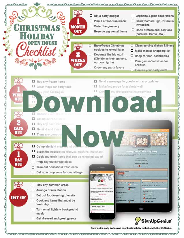 holiday open house printable planner checklist christmas party invites invitations online sign ups timeline