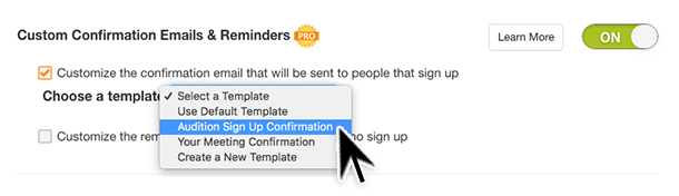 custom confirmations notifications reminders sign up sheets forms messages messaging groups