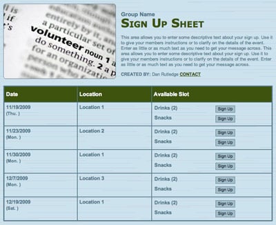 Organize non-profit volunteers online with free sign up scheduling