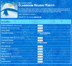 Christmas Potluck Sign-Up Sheet