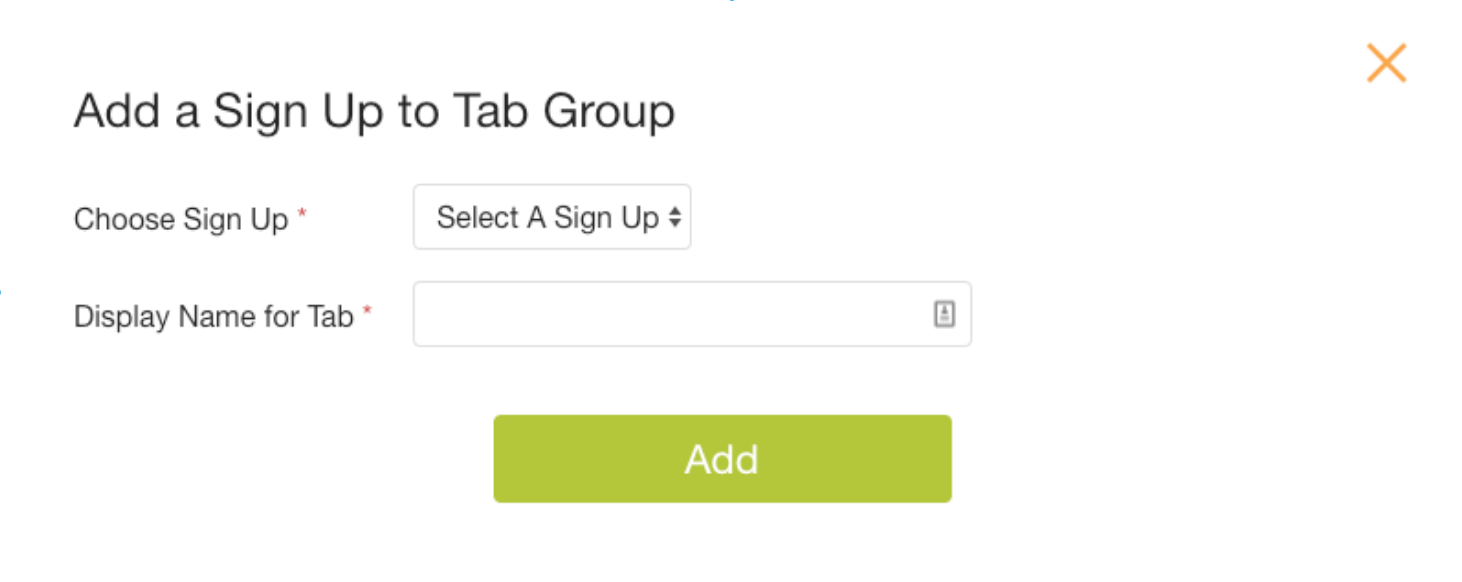 Add a Sign Up to Tab Group