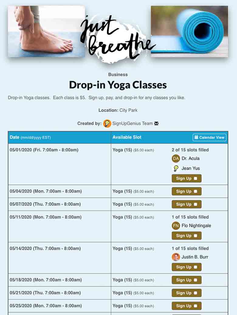 Schedule Yoga or Pilates Classes