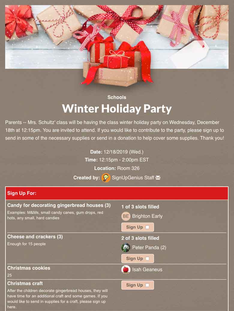 School Sign Up Sheets | Organize Events and Volunteers