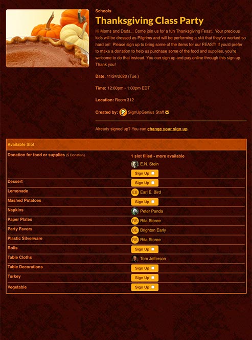 Thanksgiving Potluck Signup Sheet - FREE DOWNLOAD