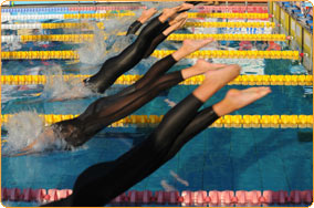 Swimming Coach and Team Moms