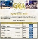 Charity Gala sign up sheet