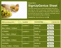 Horn & Vine sign up sheet