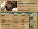 Horses sign up sheet