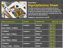 Card Games sign up sheet