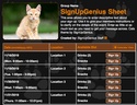 Cats sign up sheet