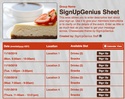 Cheesecake sign up sheet