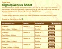 Boomerangs sign up sheet