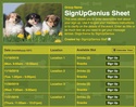 Dogs sign up sheet