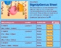 Party Streamers sign up sheet
