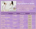 Pajama Party sign up sheet