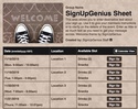 Welcome sign up sheet