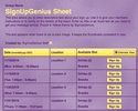 Purple & Yellow sign up sheet