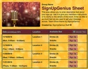 Talent Show sign up sheet