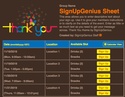 Thank You sign up sheet