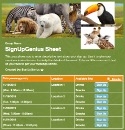 Zoo Animals sign up sheet