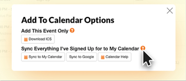 screenshot of calendar sync option