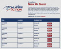 Athletes in Action sign up sheet