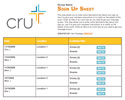 Cru sign up sheet