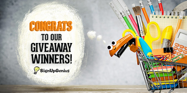 Back to school wish list, contest, winners, announcements, giveaway, SignUpGenius, teachers