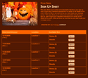 Jack O'Lantern III sign up sheet