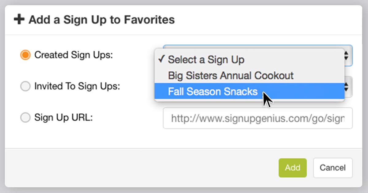 SignUpGenius organizing online sign ups folders favorites how to guide feature tips