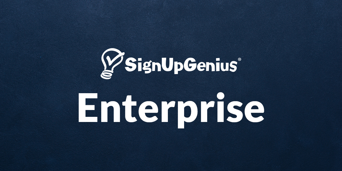 SignUpGenius Enterprise on dark blue background