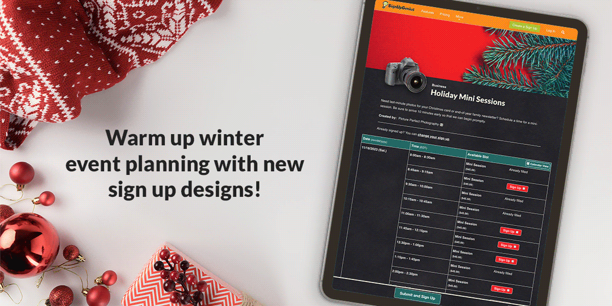warm up winter event planning with new sign up designs