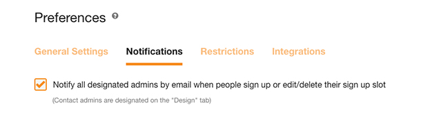 custom sign up preferences