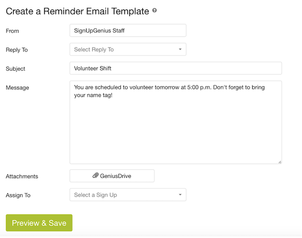 how to send a reminder email in sign up genius