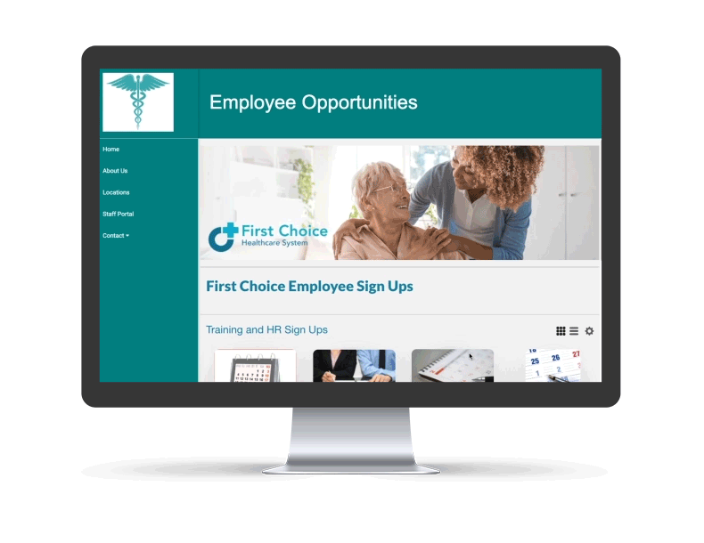 screenshot of portal page embedded in a website for healthcare employee opportunities