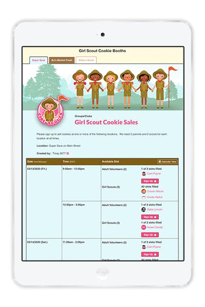 girl scout cookie booth volunteers schedules resources sales online sign ups