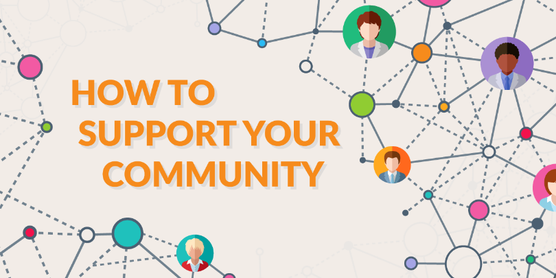 graphic showing people virtually connected with text saying How to Support Your Community