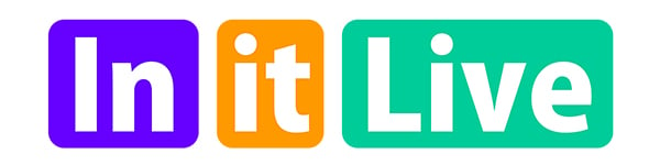 Graphic showing purple, orange and green In It Live logo