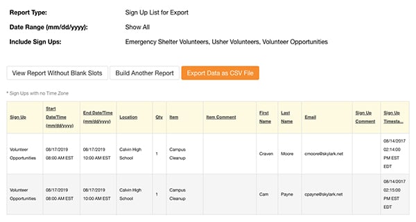 screenshot showing how to export a report