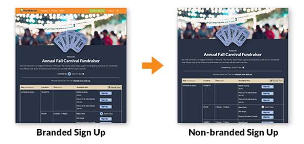 image showing sign up with signupgenius branding and without