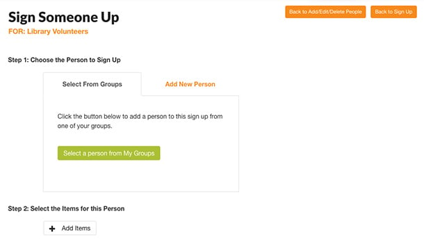 features manage add people to sign up