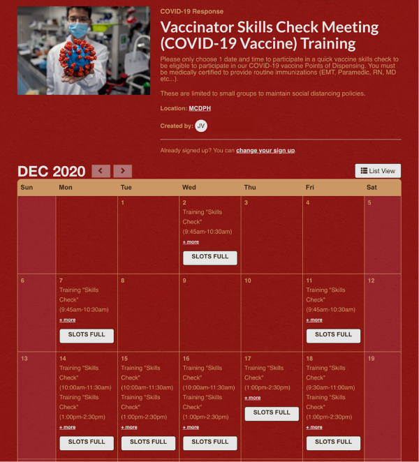 screenshot of vaccinator training