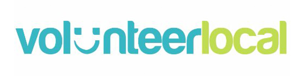 Graphic showing blue and green volunteer local logo