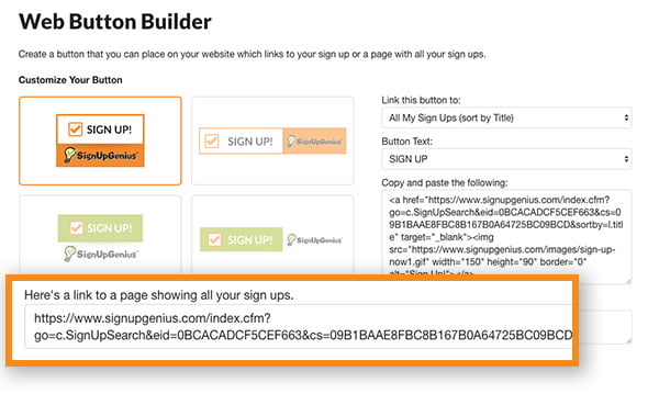 web button builder link to index page