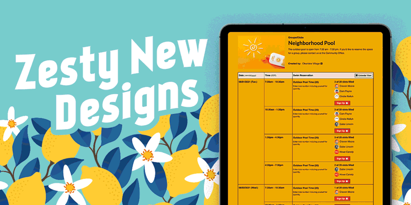 zesty new designs gif rotating through sample sign ups with new designs