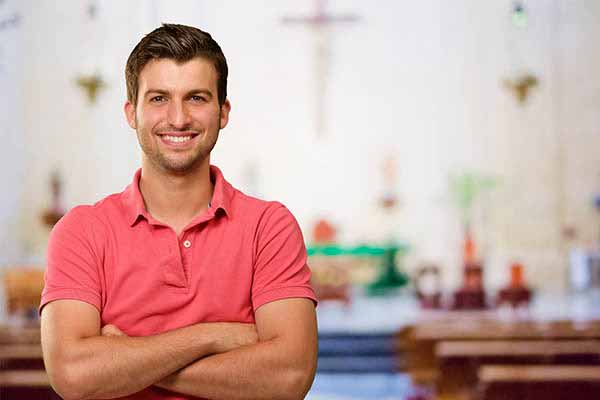 young pastor in church