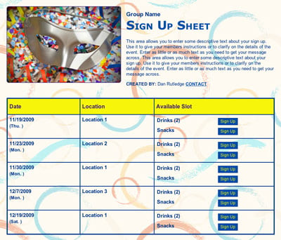 School carnival festival fundraiser volunteer sign up form